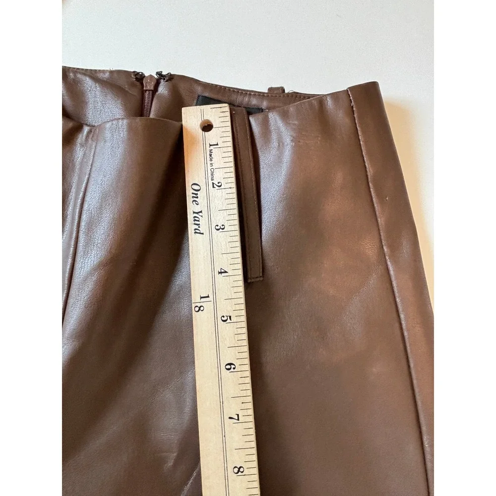 Tiger Mist Flare Leg Pants Brown Womens Size S Faux Leather High Rise Edgy Y2K